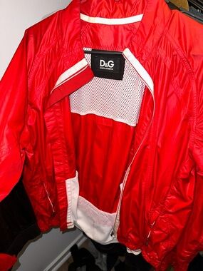 D&G Red Nylon Sport Jacket with White Trim